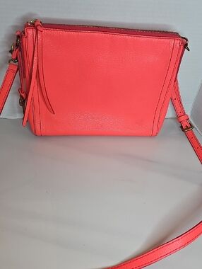 Fossil Coral-Pink Leather Crossbody Bag